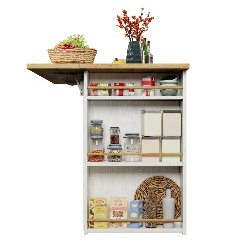 Kitchen Island Table: 47.3'' Wide Compact Set with Stools and Open Storage