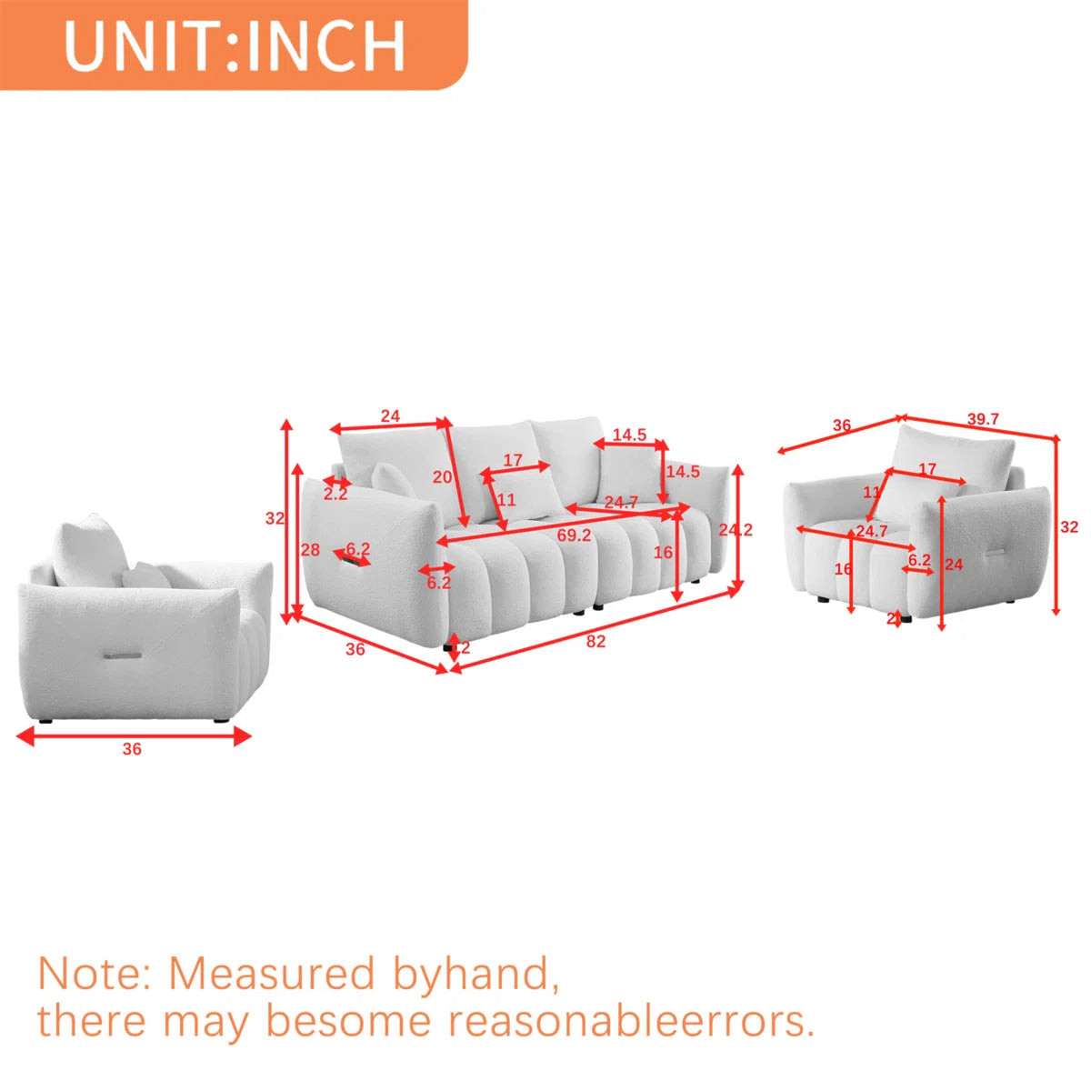 7 Seater Sofa Set: Modern Fabric Combo with Wooden Frame & Cushions