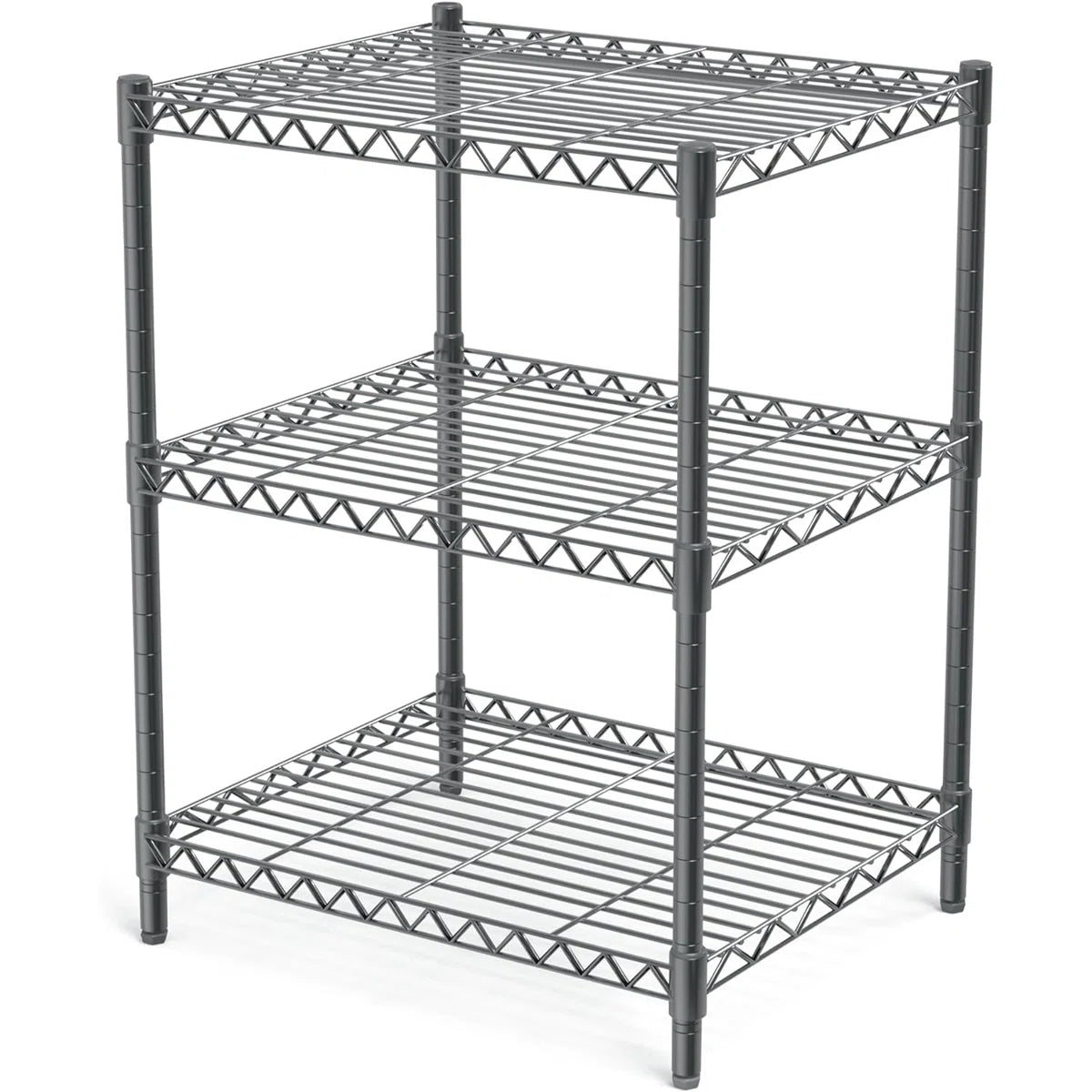 Kitchen Racks: 3-tiered grey storage racks and shelves made of sturdy steel for pantry shelves
