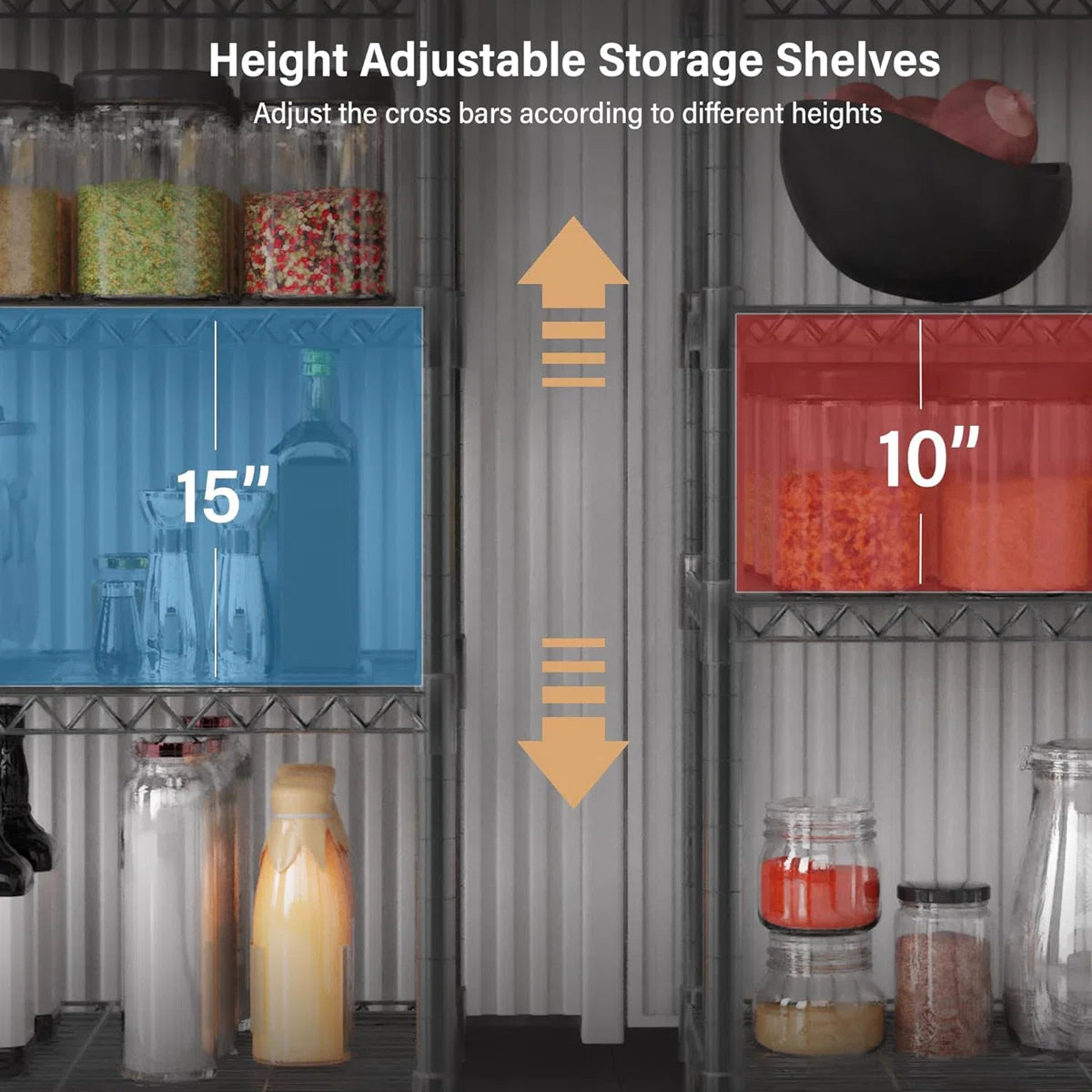 Kitchen Racks: 3-tiered grey storage racks and shelves made of sturdy steel for pantry shelves