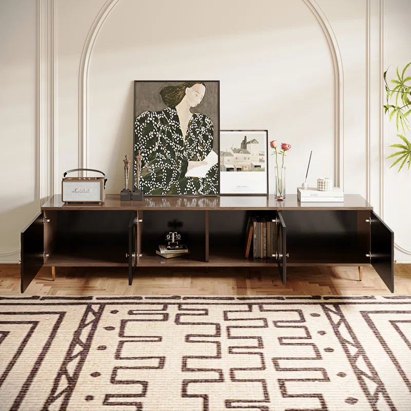 tv panel: 85" TV Console with Storage and Glass Doors