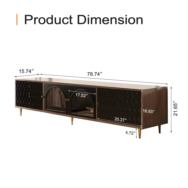 tv panel: 85" TV Console with Storage and Glass Doors