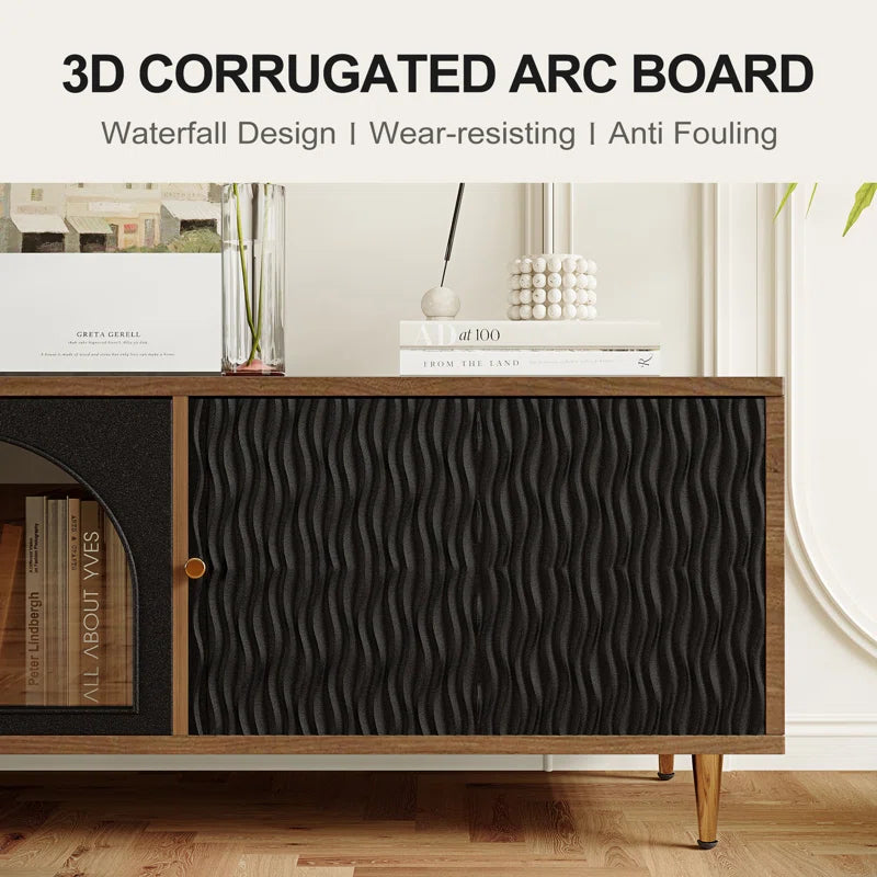 tv panel: 85" TV Console with Storage and Glass Doors