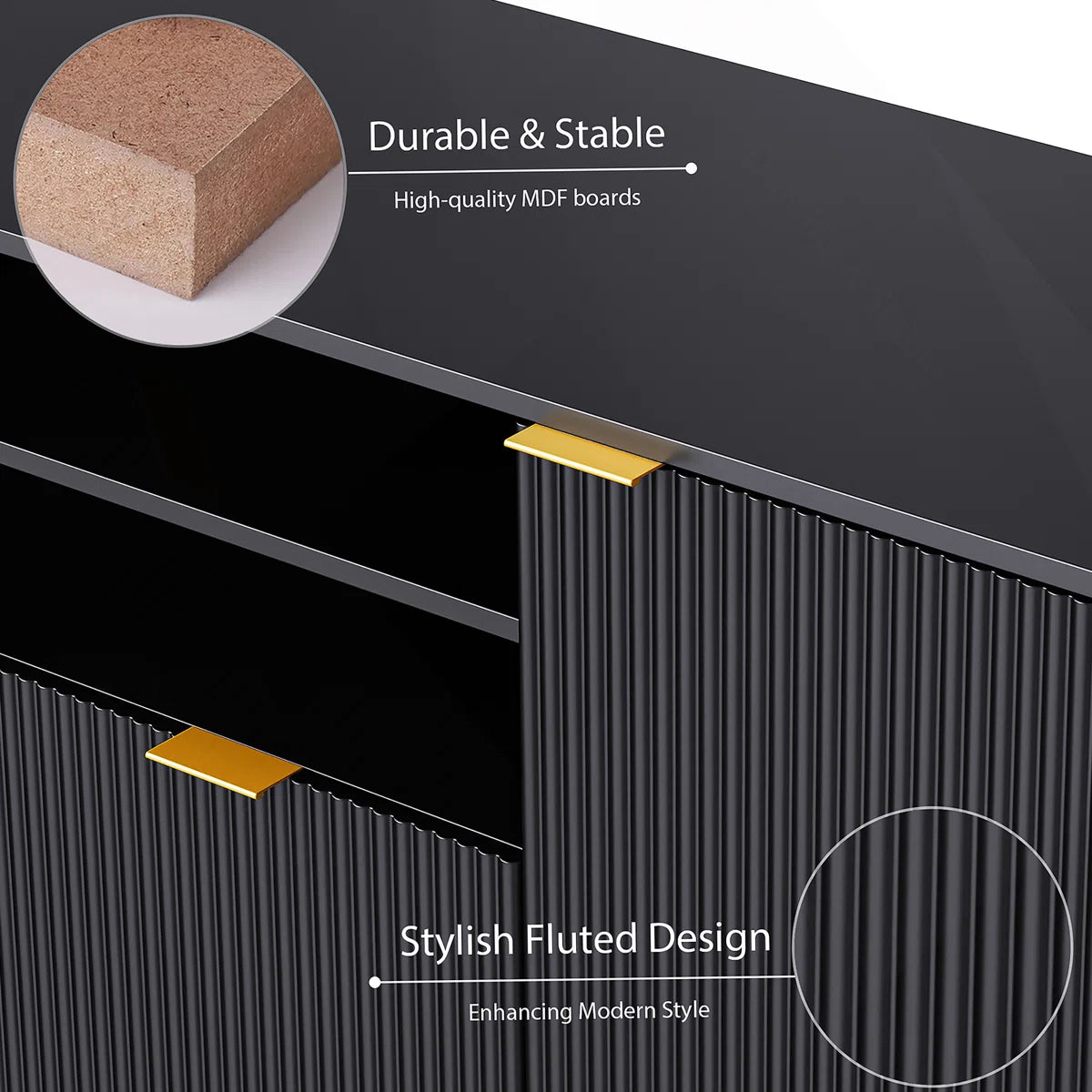 tv panel: Multi-Storage 4-Piece Media Center with Shelves, Cabinets, and Drawer Storage Compartments
