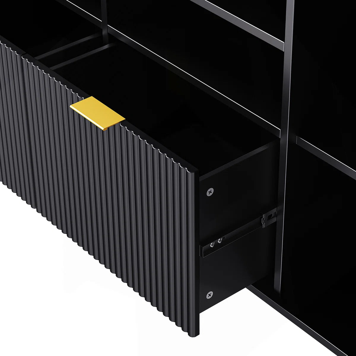 tv panel: Multi-Storage 4-Piece Media Center with Shelves, Cabinets, and Drawer Storage Compartments