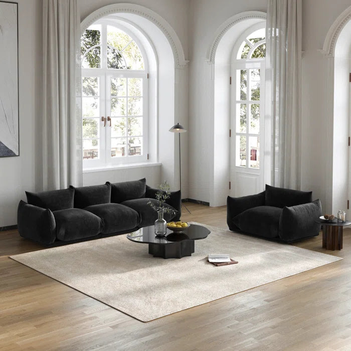 7 Seater Sofa Set; 4-Piece Round Arm Upholstered Sectional for Stylish Living Rooms
