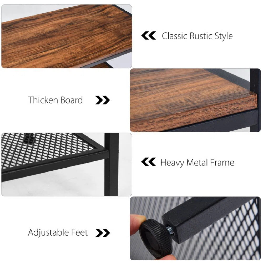 Kitchen Rack: 4-Tier Kitchen Rack Stand with Mesh Panel and Hooks