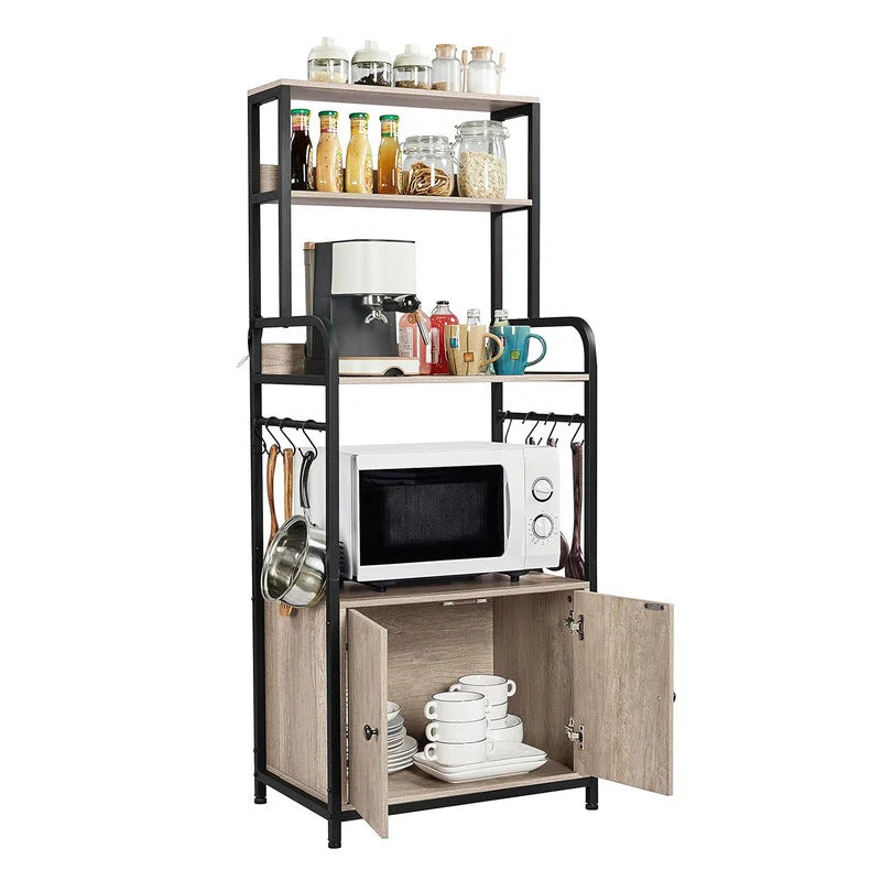 Kitchen Racks: 4-Tier Kitchen Bakers Rack with Hutch and Storage Cabinet