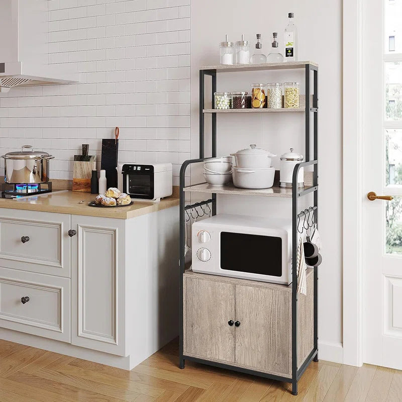 Kitchen Racks: 4-Tier Kitchen Bakers Rack with Hutch and Storage Cabinet