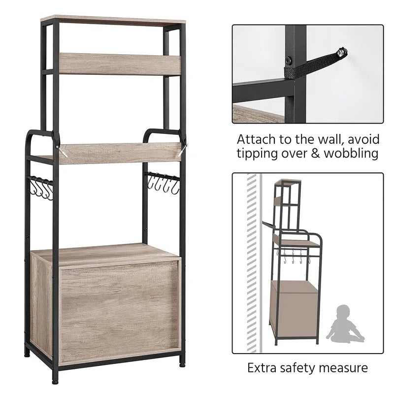 Kitchen Racks: 4-Tier Kitchen Bakers Rack with Hutch and Storage Cabinet