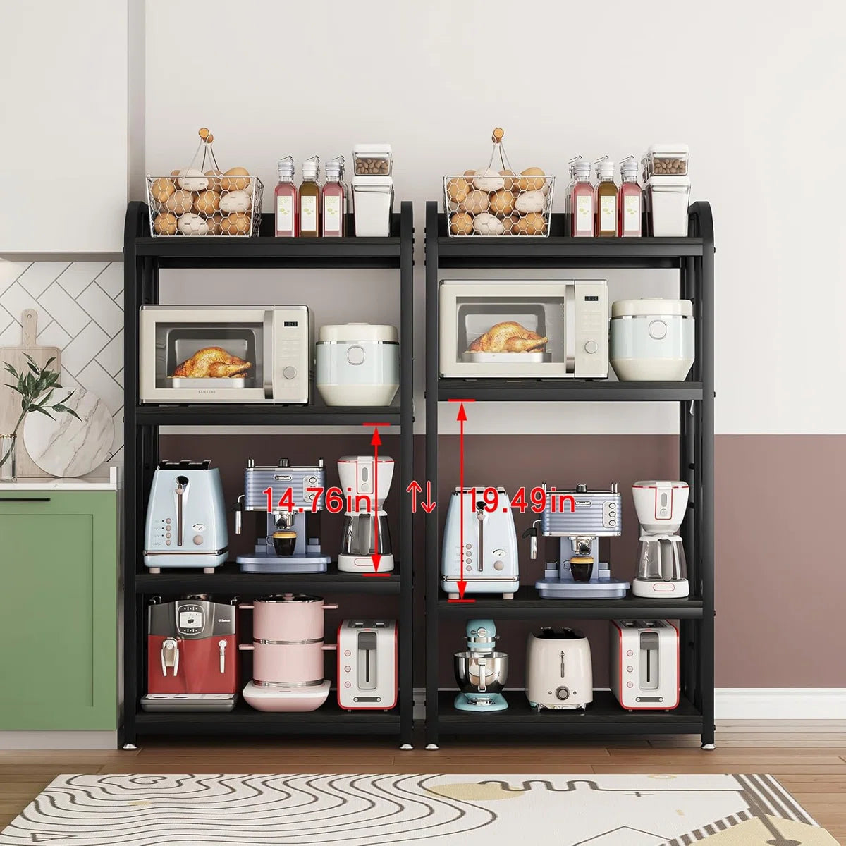 Kitchen Racks: 4-Tier Adjustable Shelves Microwave Stand, Sturdy Kitchen Microwave Storage Rack