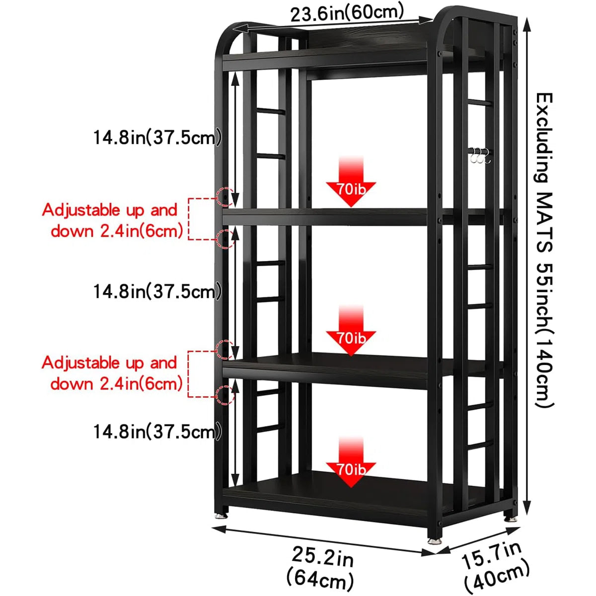 Kitchen Racks: 4-Tier Adjustable Shelves Microwave Stand, Sturdy Kitchen Microwave Storage Rack