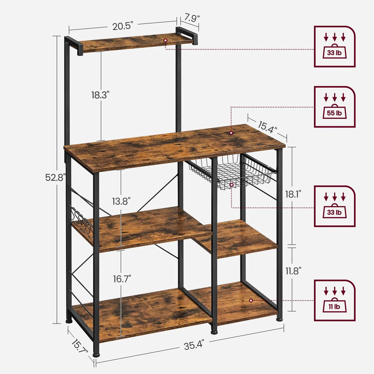 Microwave Stands: Freestanding Microwave Stand with Multi-Tier Storage – 4-Layer Kitchen Storage Rack