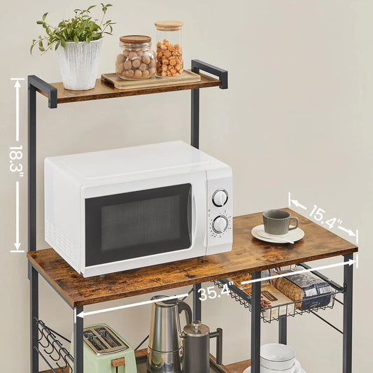 Microwave Stands: Freestanding Microwave Stand with Multi-Tier Storage – 4-Layer Kitchen Storage Rack
