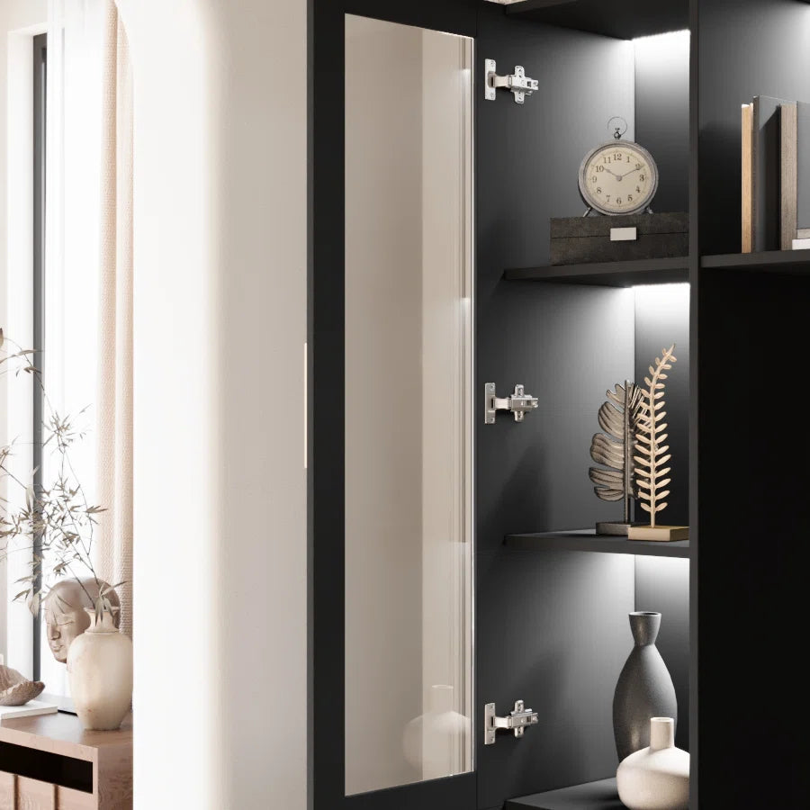tv panel: 4-Piece Wall Unit tv panel with LED Lights, Fits TVs Up to 70"