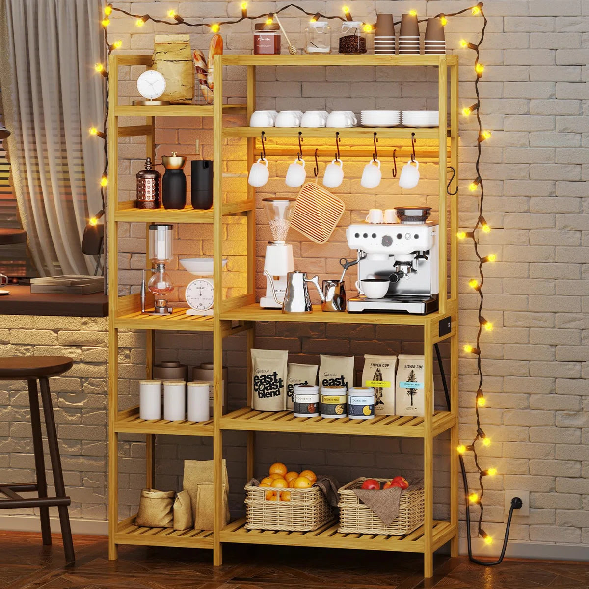Kitchen Rack: 41'' Solid Wood Standard Baker's Rack with Microwave Compatibility