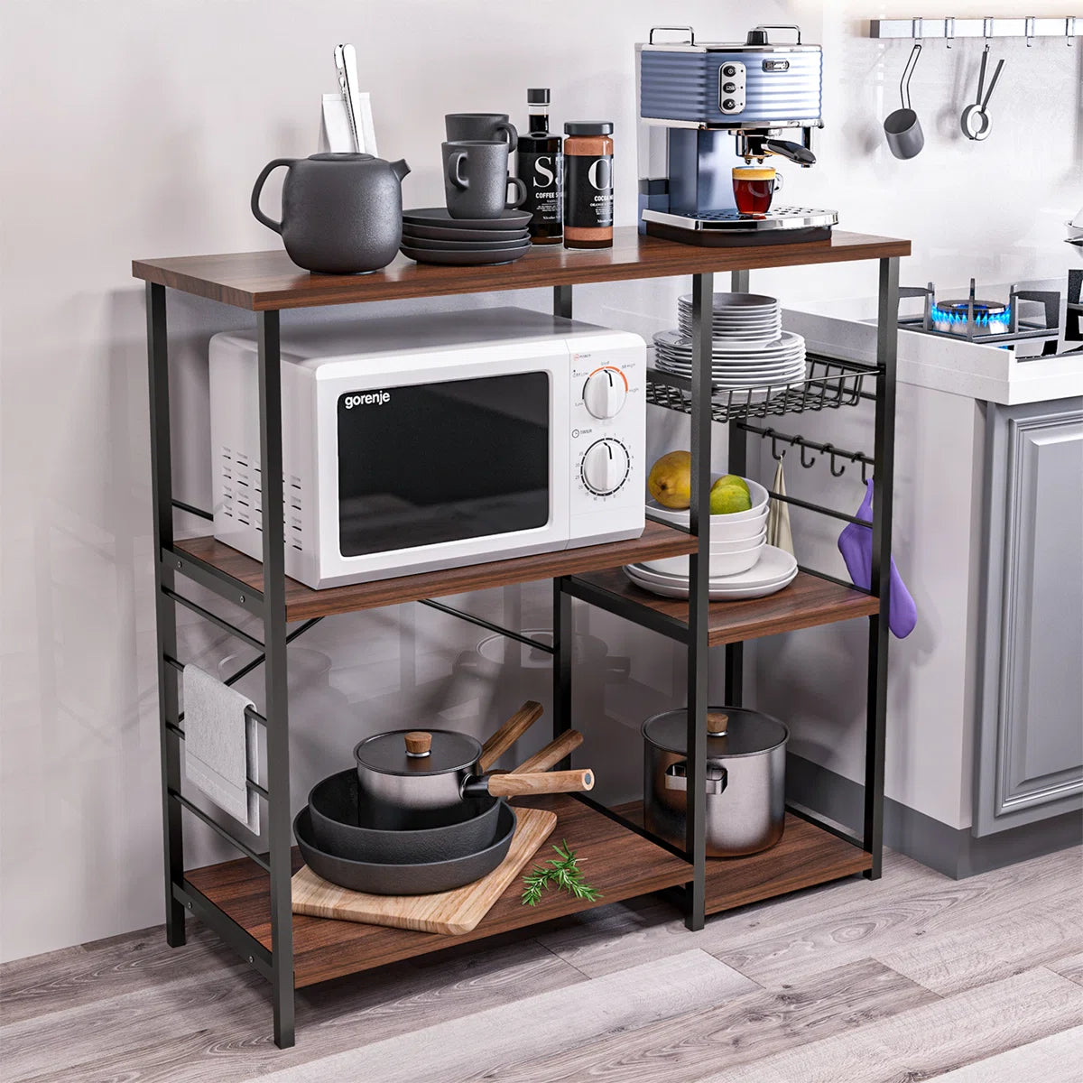 Kitchen Rack: 42'' Metal Standard Baker's Rack with Microwave Compatibility
