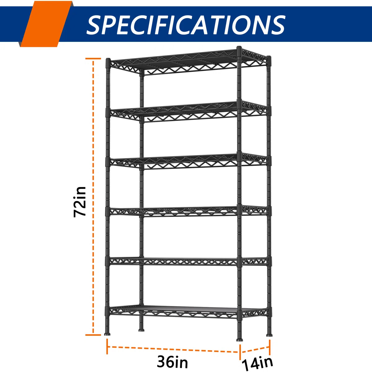 Kitchen Rack: 453.5 KG Utility Shelving Unit with 5 Tiers for Storage Shelves Steel Wire Organizer Rack for Office, Kitchen, and Home