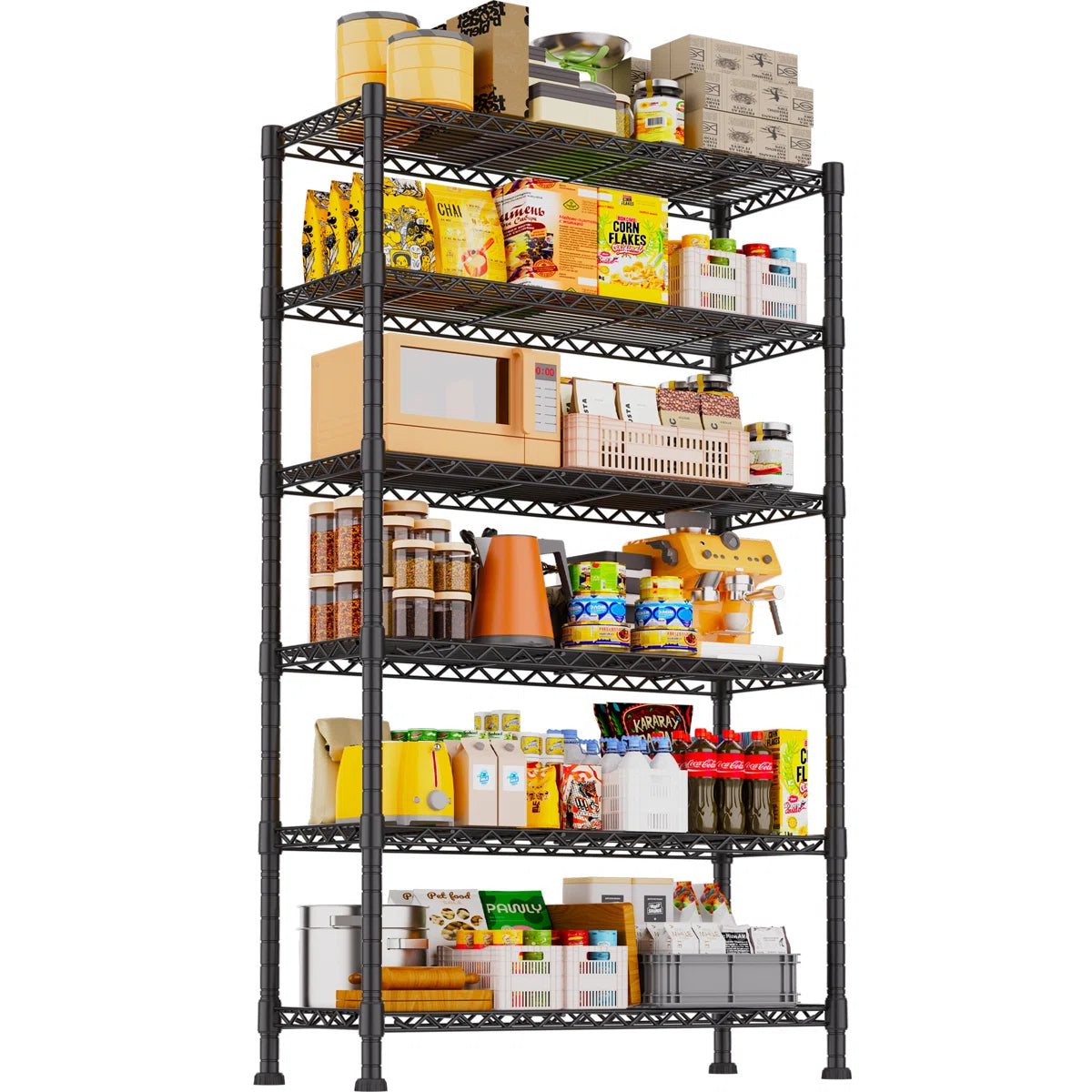 Kitchen Rack: 453.5 KG Utility Shelving Unit with 5 Tiers for Storage Shelves Steel Wire Organizer Rack for Office, Kitchen, and Home