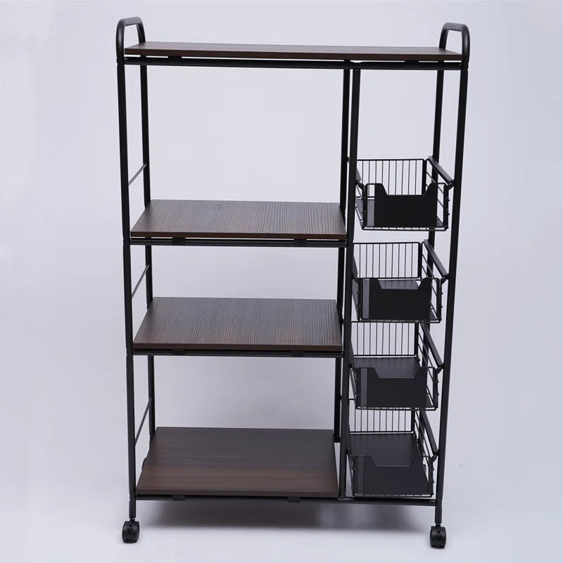 Microwave Stands: Microwave Stands with Metal Frame and Wood Shelves – Kitchen Organizer on Wheels