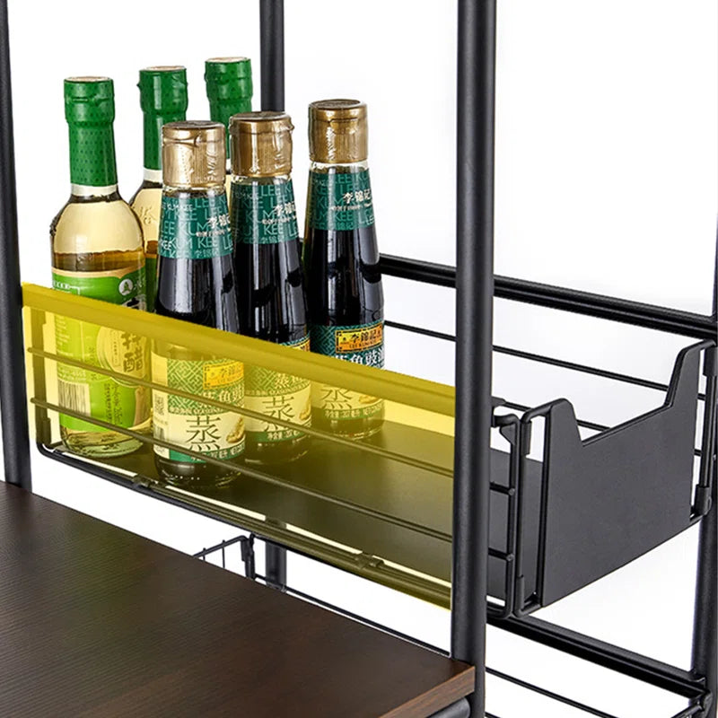 Microwave Stands: Microwave Stands with Metal Frame and Wood Shelves – Kitchen Organizer on Wheels