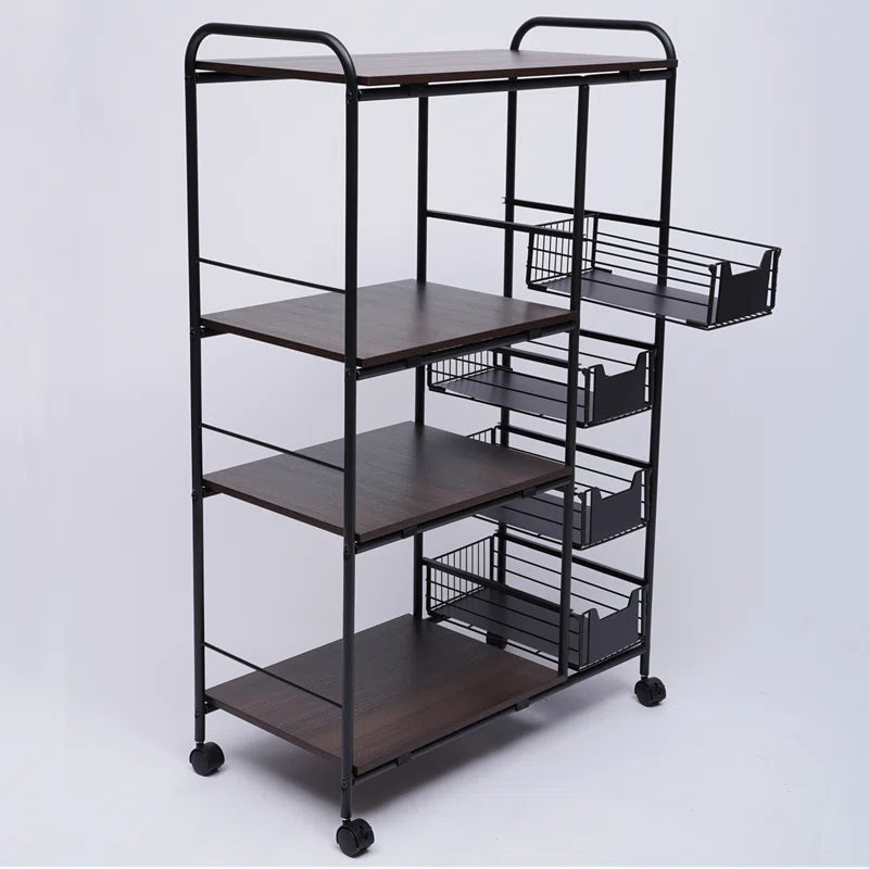 Microwave Stands: Microwave Stands with Metal Frame and Wood Shelves – Kitchen Organizer on Wheels