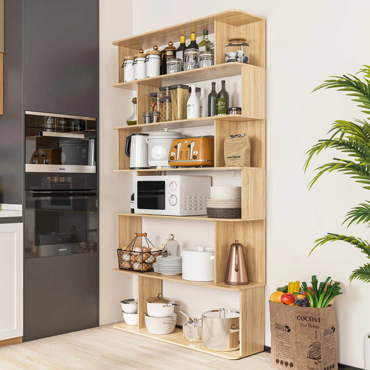 Kitchen Rack: 47.2 W Manufactured Wood Shelving Unit