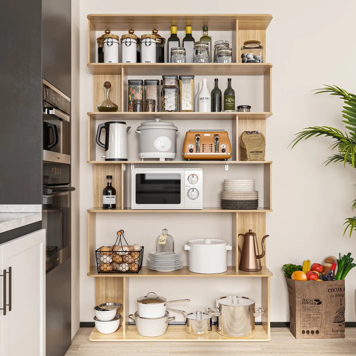 Kitchen Rack: 47.2 W Manufactured Wood Shelving Unit
