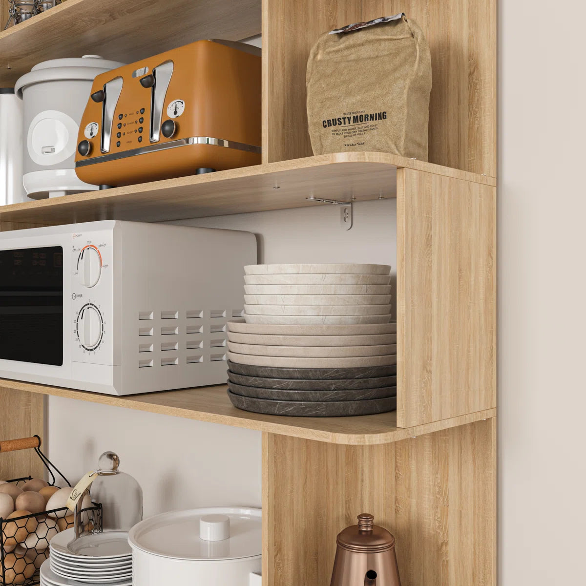 Kitchen Rack: 47.2 W Manufactured Wood Shelving Unit