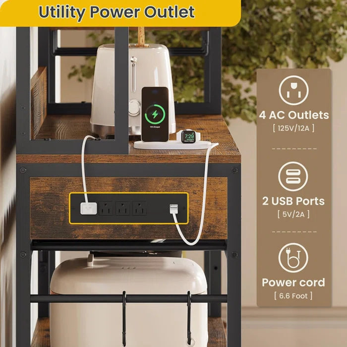 Kitchen Rack: 47.2'' Metal Baker's Rack with Microwave Compatibility