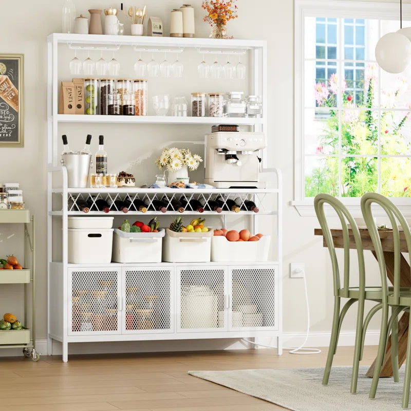 Microwave Stands: Microwave Stands Used for Kitchen Storage – 47.2" Bakers Rack with Outlet & Hooks