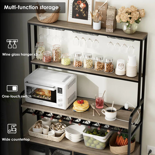 Microwave Stands: Metal Microwave Stand with 47.2" Baker's Rack and Adjustable Storage Shelves