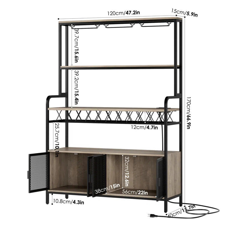 Microwave Stands: Microwave Stands Used for Kitchen Storage – 47.2" Bakers Rack with Outlet & Hooks