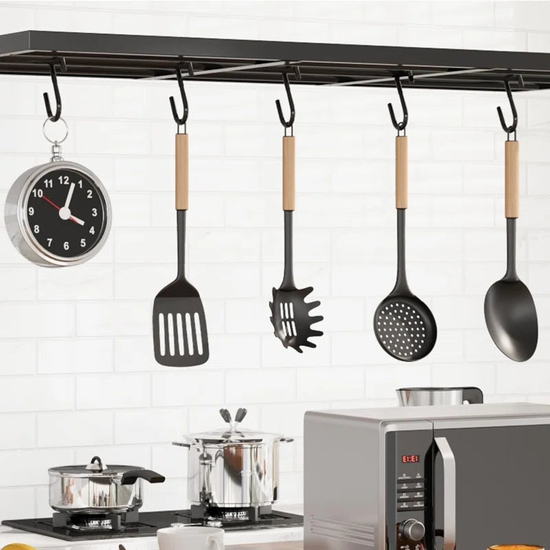 Kitchen Rack: 47'' Baker's rack with storage, 5 hooks, and Large Kitchen Island with Power Outlet