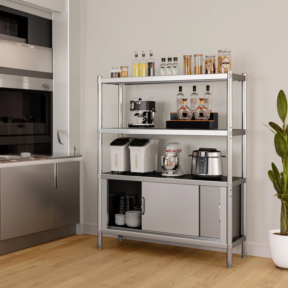 Kitchen Rack: 48'' W Stainless Steel Shelving Unit