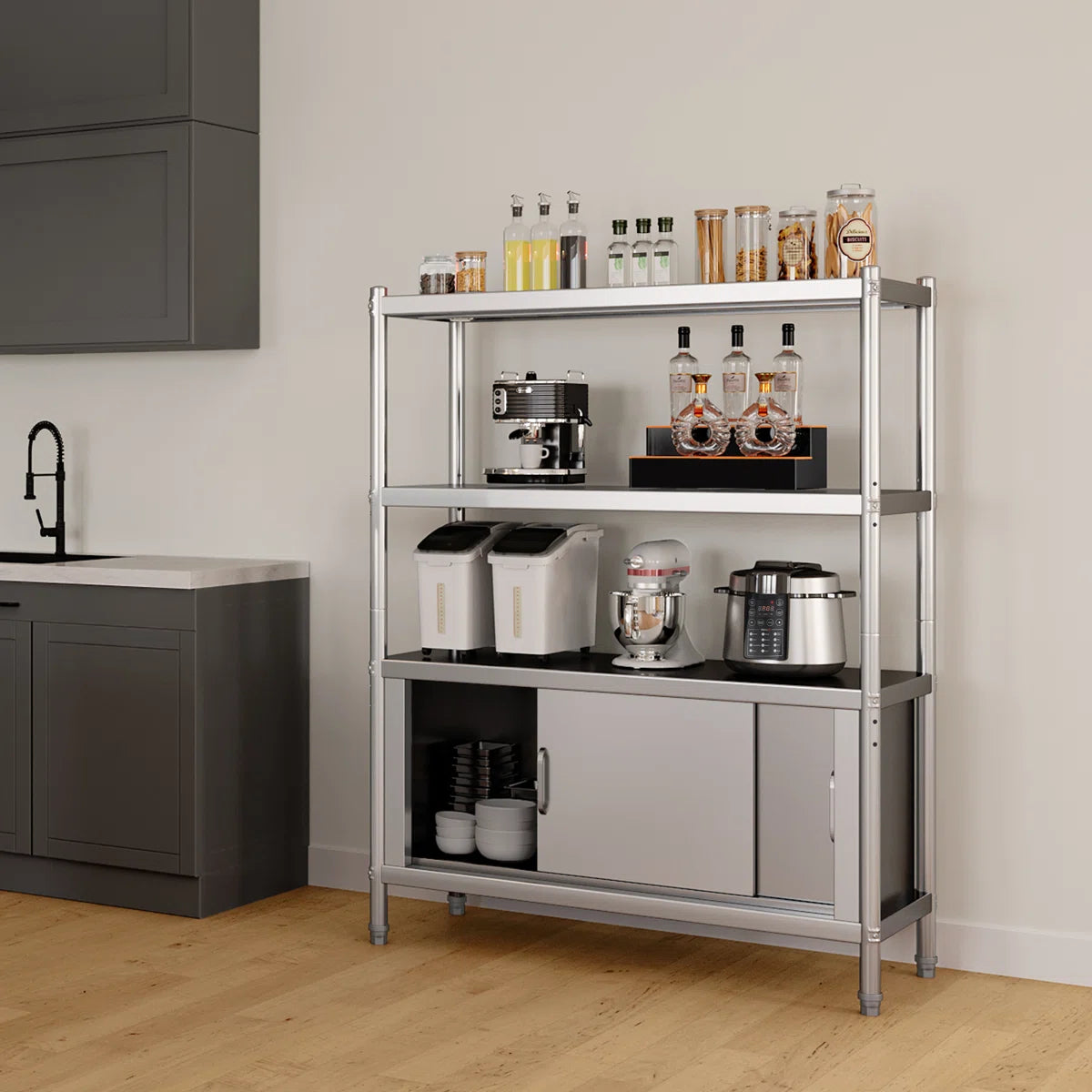 Kitchen Rack: 48'' W Stainless Steel Shelving Unit