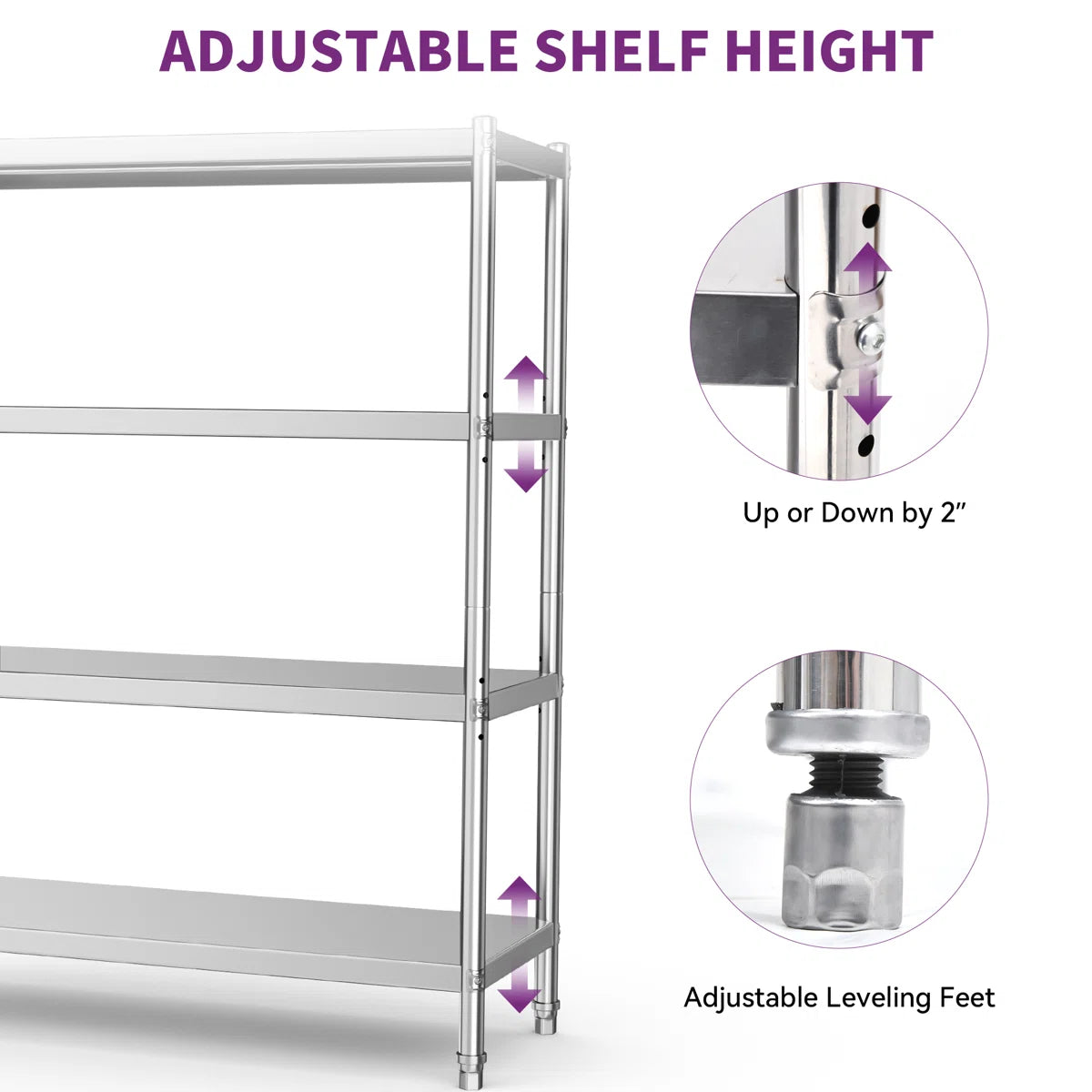 Kitchen Rack: 48'' W Stainless Steel Shelving Unit
