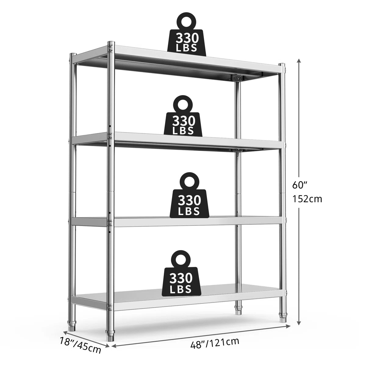 Kitchen Rack: 48'' W Stainless Steel Shelving Unit