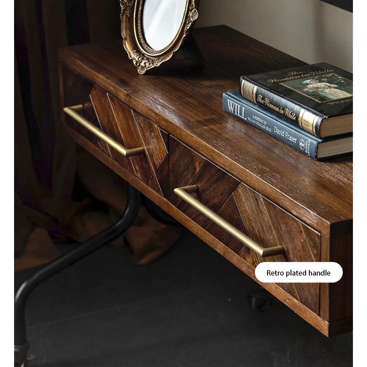 tv panel: 49.21" Black and Brown Solid Wood tv panel with Rectangular Frame