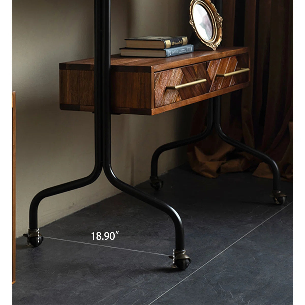 tv panel: 49.21" Black and Brown Solid Wood tv panel with Rectangular Frame