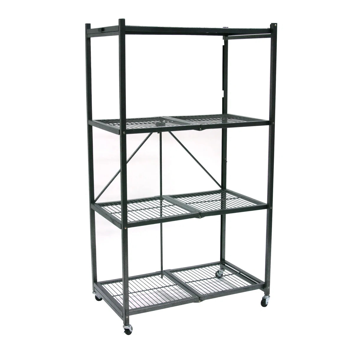 Kitchen Rack: 4 Tier Multipurpose Folding Storage Organizing Rack with Wheels