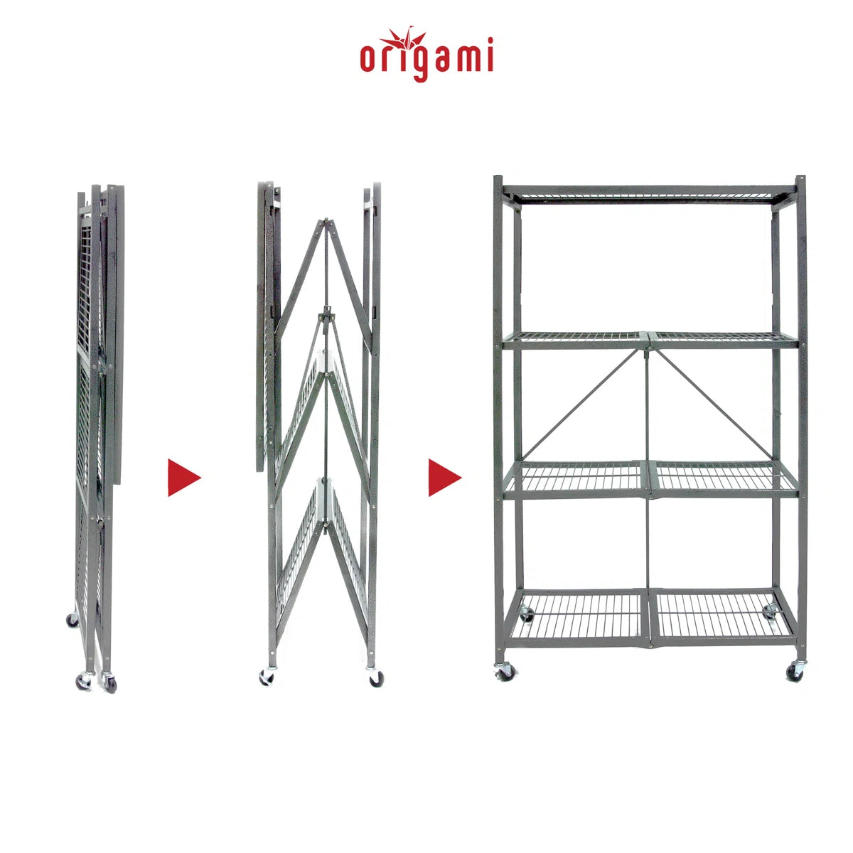 Kitchen Rack: 4 Tier Multipurpose Folding Storage Organizing Rack with Wheels