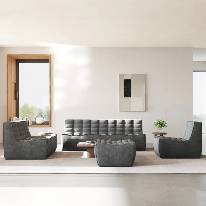 7 Seater Sofa Set: 4-Piece Chenille Fabric Living Room Furniture