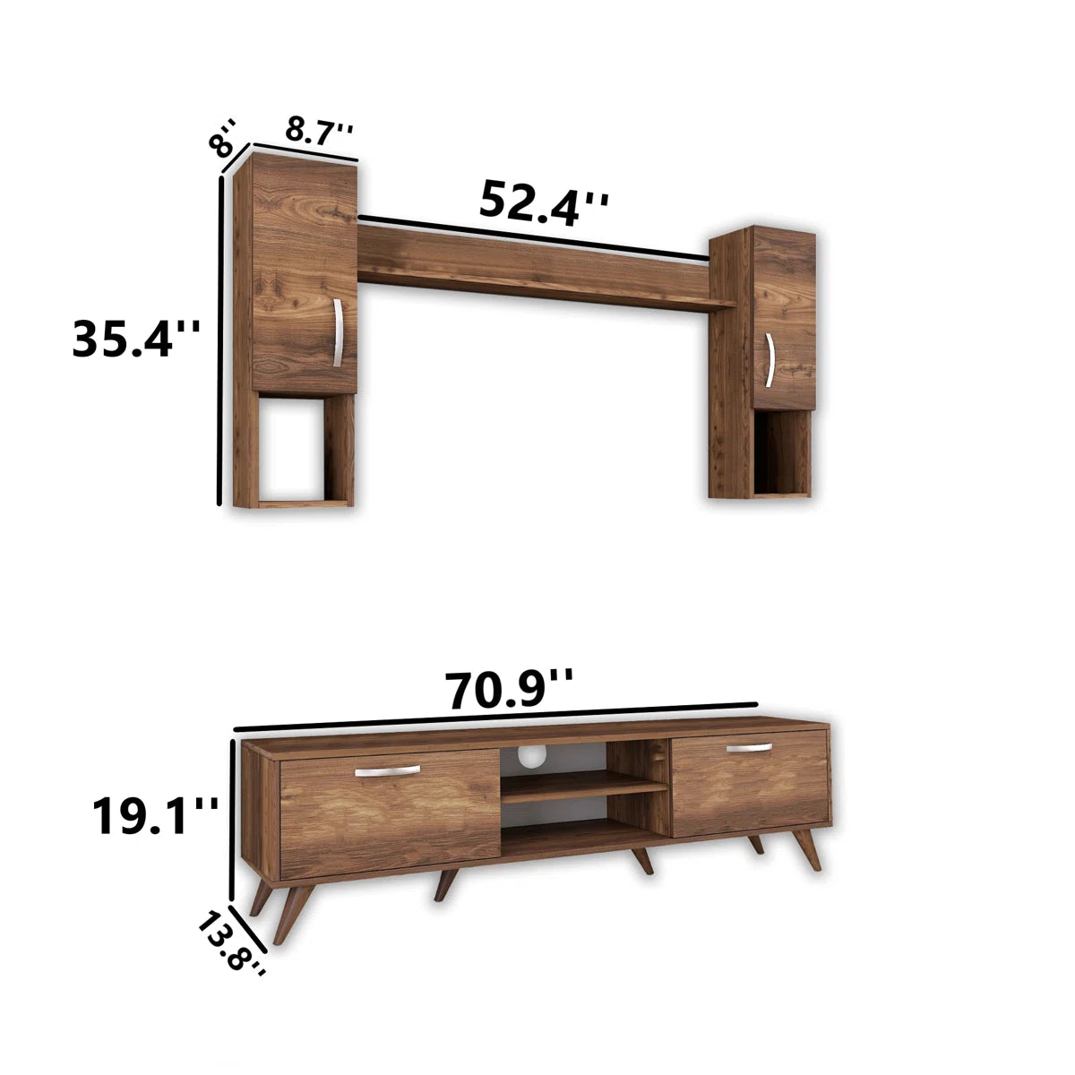 tv panel: 4 Pieces tv panel for Tvs up to 78'' With Wall Cabinets and Shelf