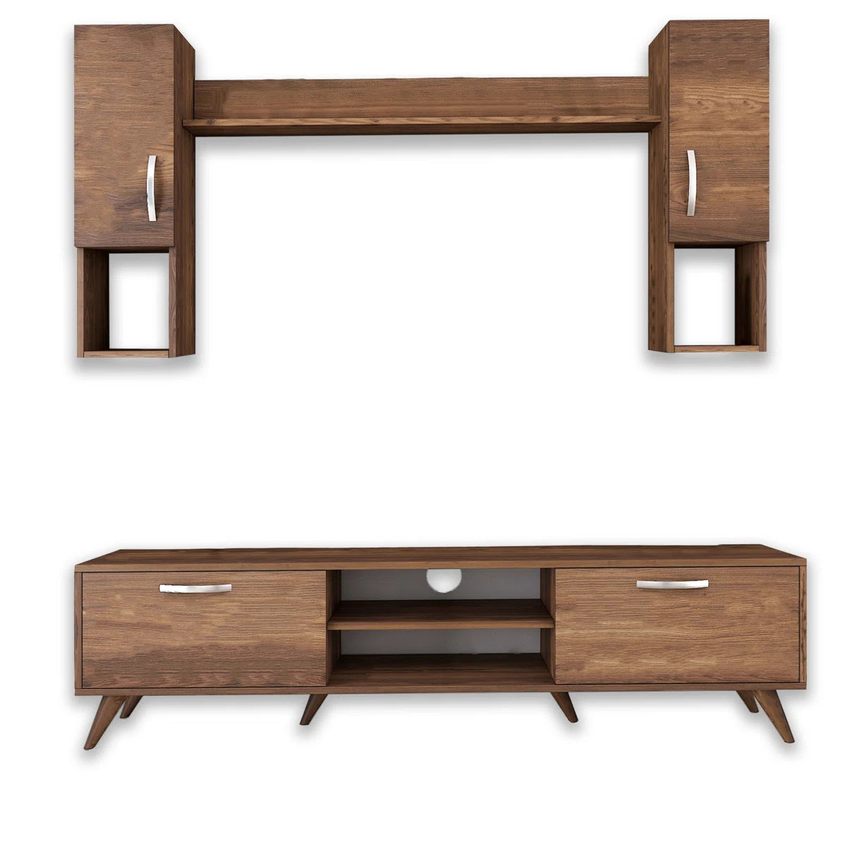 tv panel: 4 Pieces tv panel for Tvs up to 78'' With Wall Cabinets and Shelf