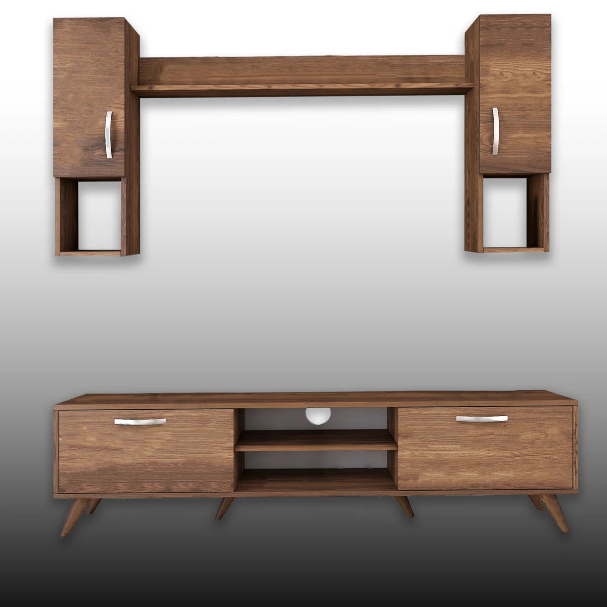 tv panel: 4 Pieces tv panel for Tvs up to 78'' With Wall Cabinets and Shelf