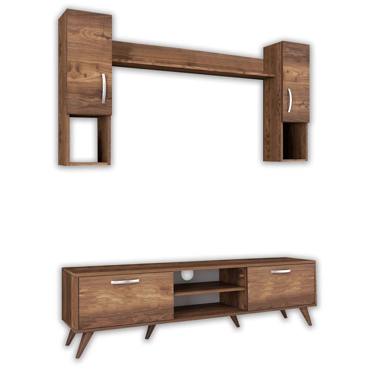 tv panel: 4 Pieces tv panel for Tvs up to 78'' With Wall Cabinets and Shelf