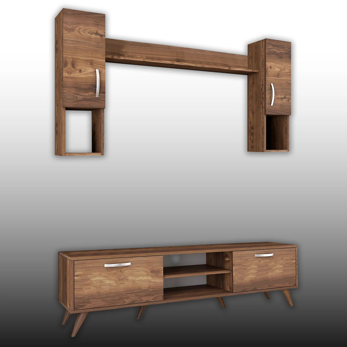 tv panel: 4 Pieces tv panel for Tvs up to 78'' With Wall Cabinets and Shelf