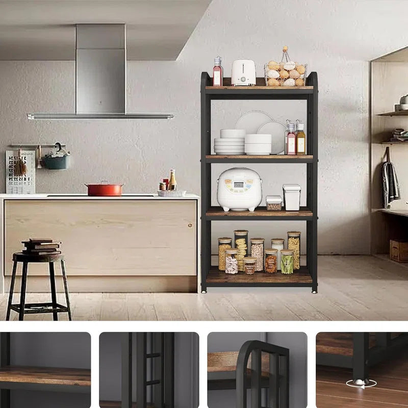 Kitchen Racks: 4-Tier Oven Stand Coffee Bar Baker's Racks, Adaptable Kitchen Shelves, and Kitchen Storage Shelf Rack