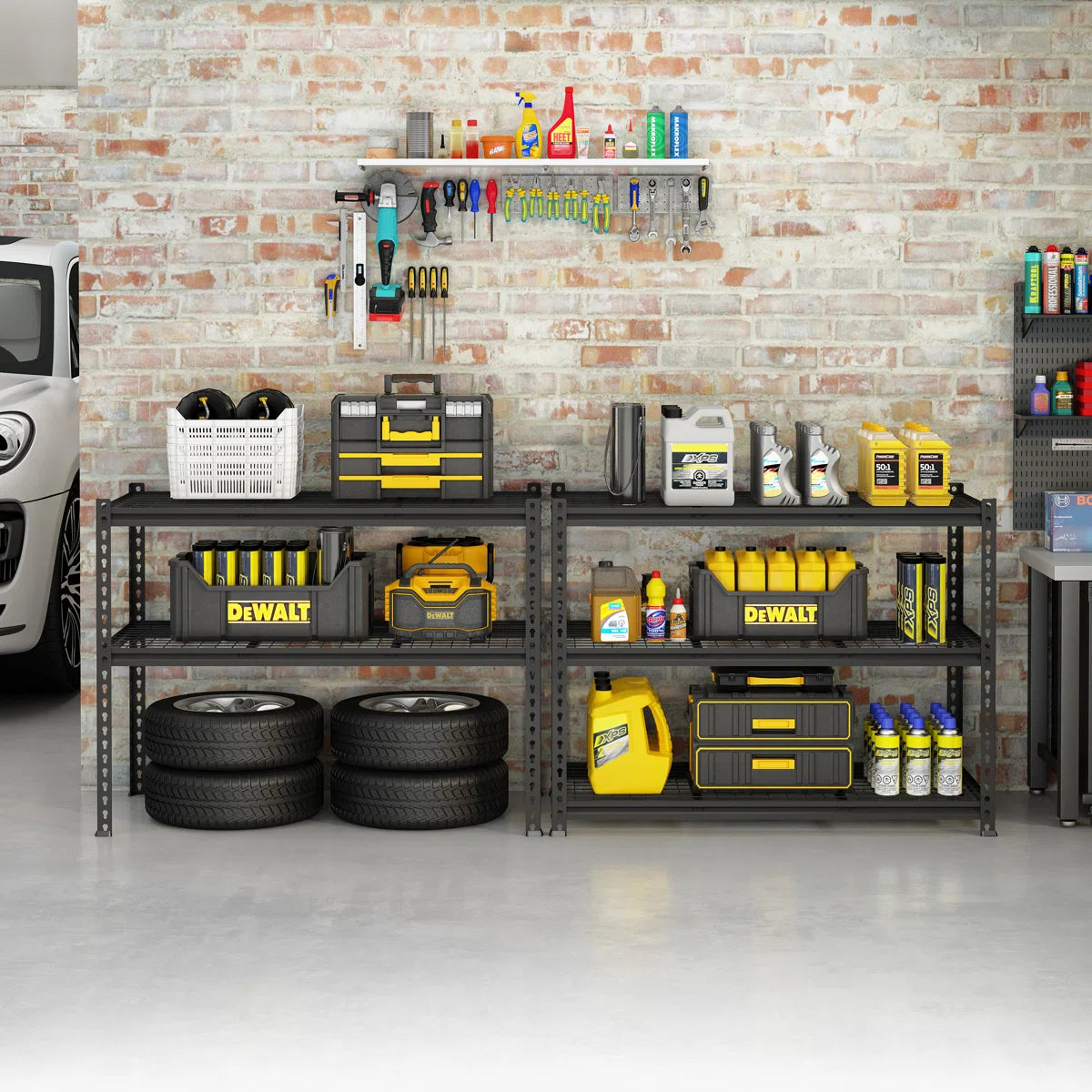 Kitchen Rack: 5-Tier Adjustable Black Metal Shelving Unit
